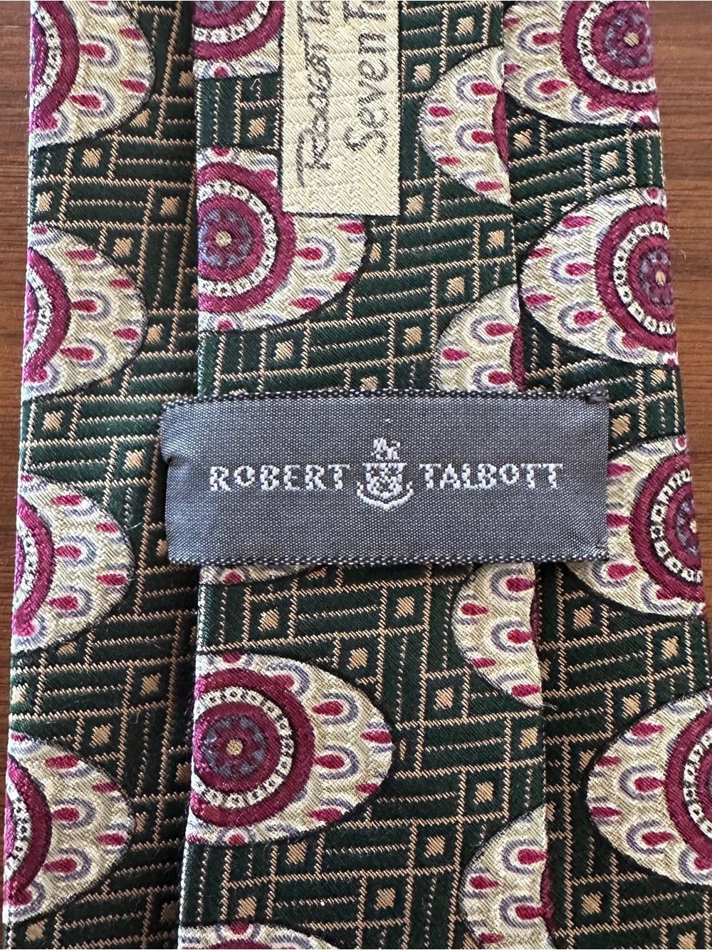 Robert Talbott Seven Fold Men's Green & Burgundy Patterned Silk Tie